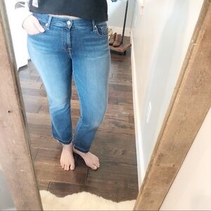 7 FAM size 29 cropped boot/raw hem jeans